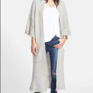 Wildfox chunky knit long duster gray green sweater